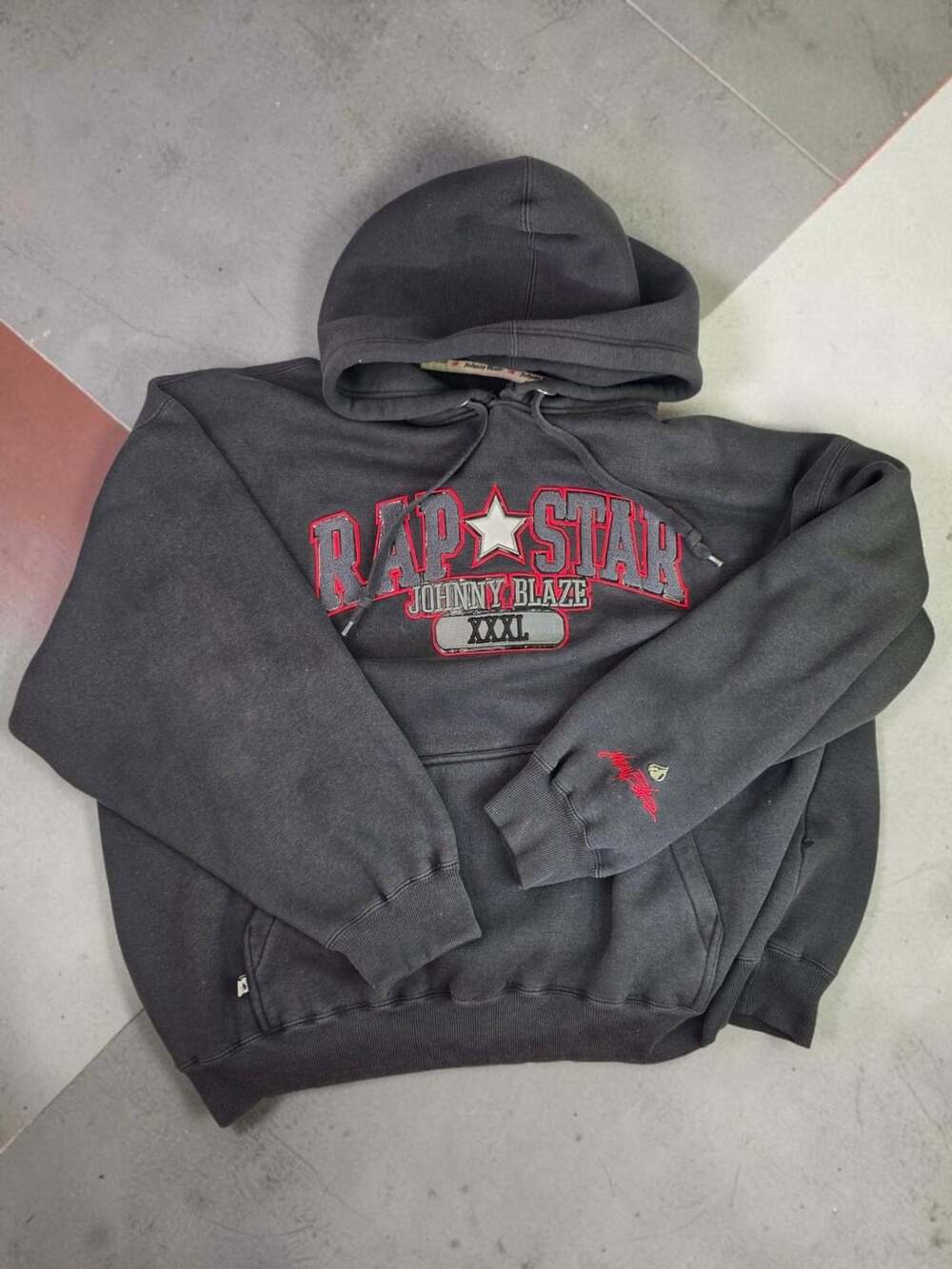 Vintage Johnny Blaze Rap Star Black Embroidered Hoodie XXL
